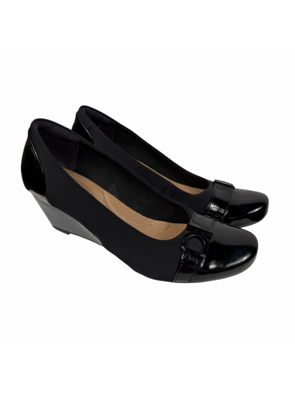Clarks Womens Collection Leather Wedge Minimalist Pumps Women Size 8M